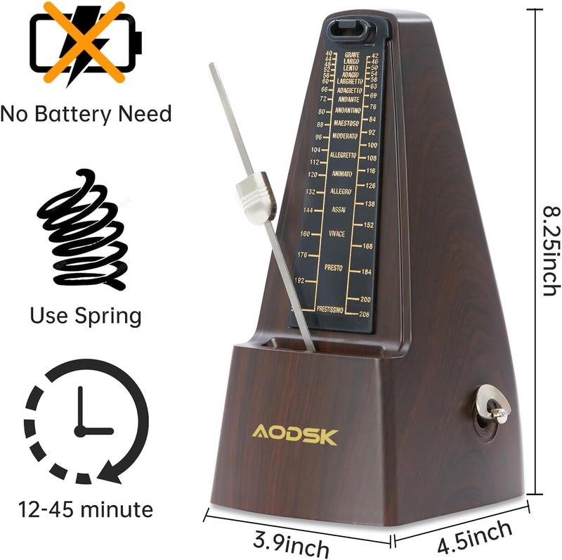AODSK Mechanical Metronome, Brown - Universal Tempo Tool for Piano, Guitar, Violin, and Drums - Image 4